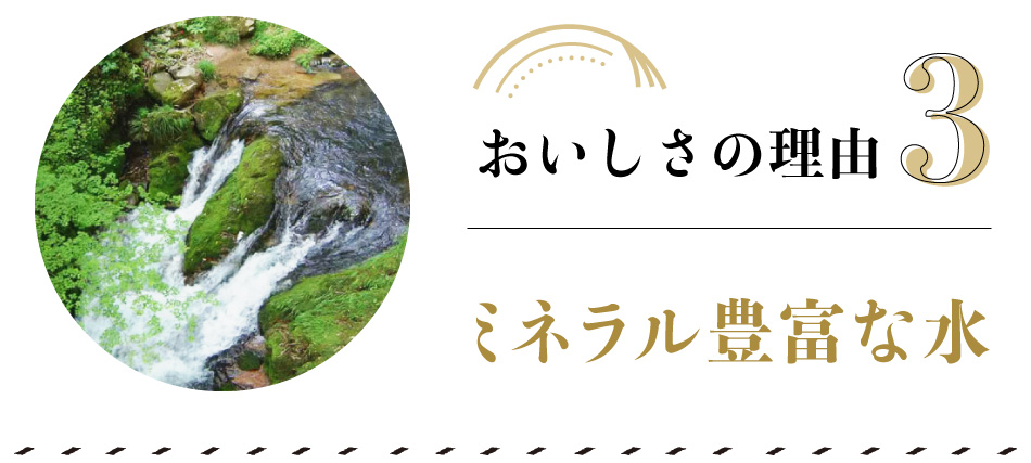 おいしさの理由　その3　　＜＜　ミネラル豊富な水　＞＞