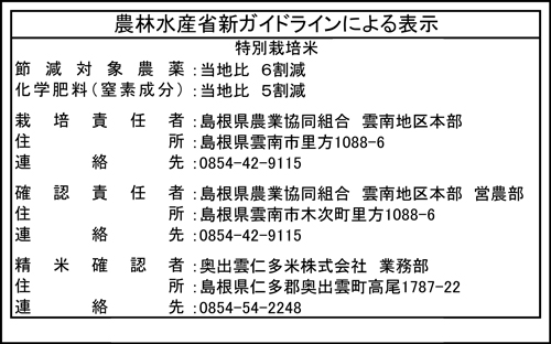 農林水産省新ガイドラインによる表示