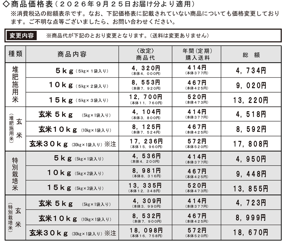 料金表